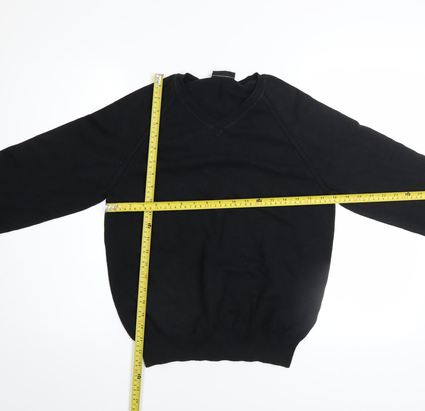 Burton Men's Black V-Neck Cotton Knit Pullover Jumper Size S