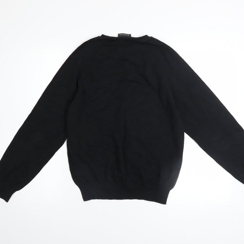 Burton Men's Black V-Neck Cotton Knit Pullover Jumper Size S