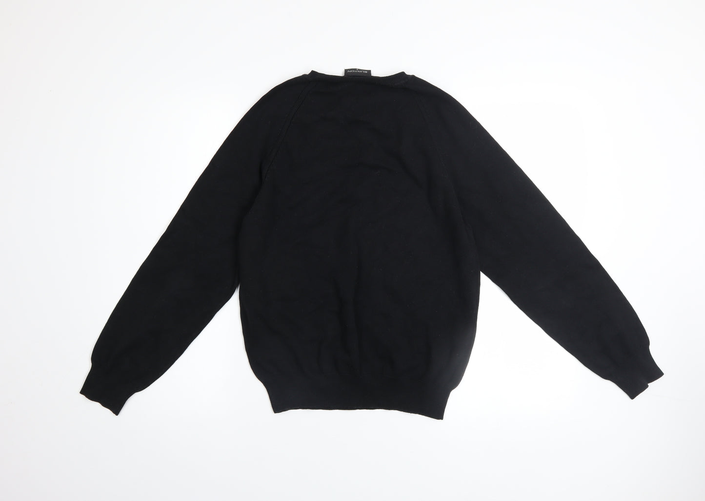 Burton Men's Black V-Neck Cotton Knit Pullover Jumper Size S