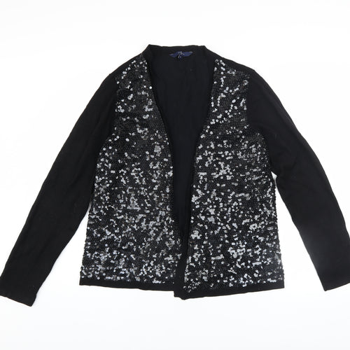 Jasper Conran Women's Black Sequin Cardigan L Viscose Nylon
