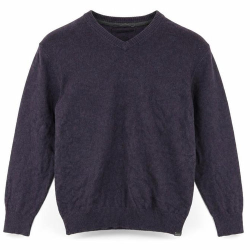Eddie Bauer Men's Purple Cotton Cashmere V-Neck Jumper Medium