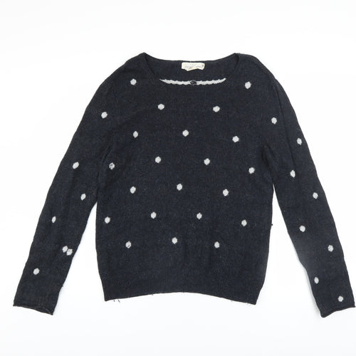 L.O.G.G. Womens Black Polka Dot Wool Blend Crew Neck Jumper Size M
