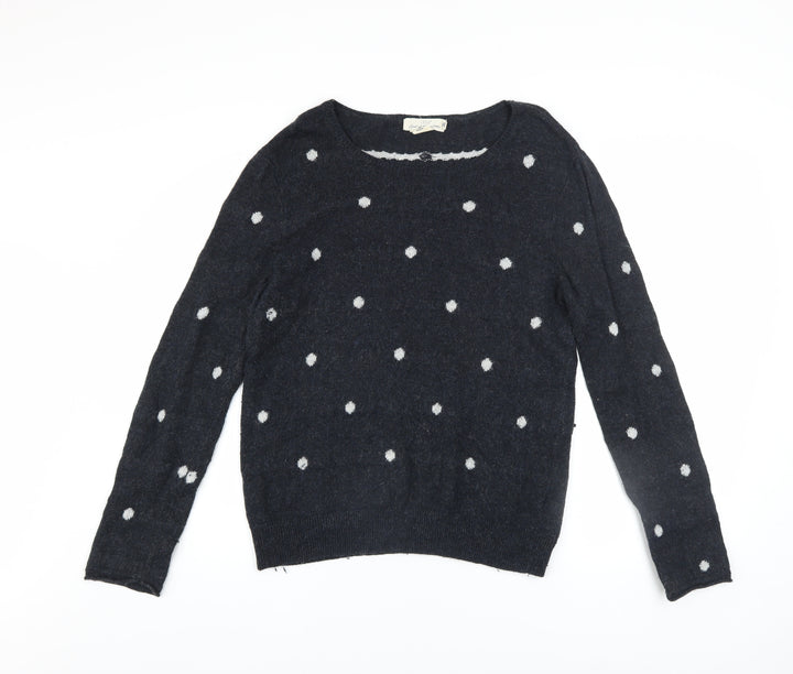 L.O.G.G. Womens Black Polka Dot Wool Blend Crew Neck Jumper Size M