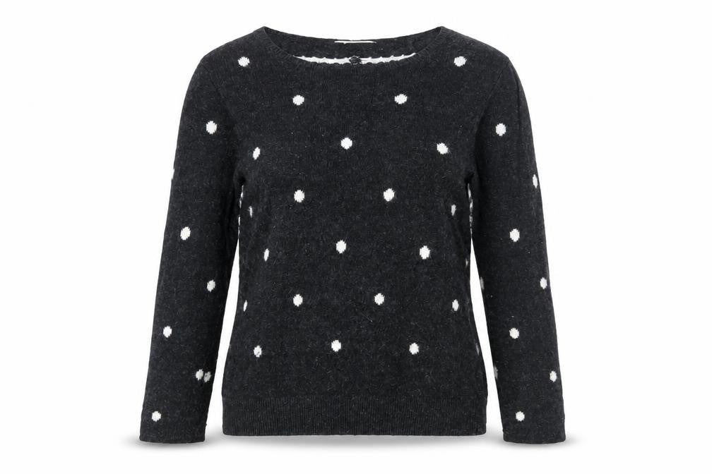 L.O.G.G. Womens Black Polka Dot Wool Blend Crew Neck Jumper Size M