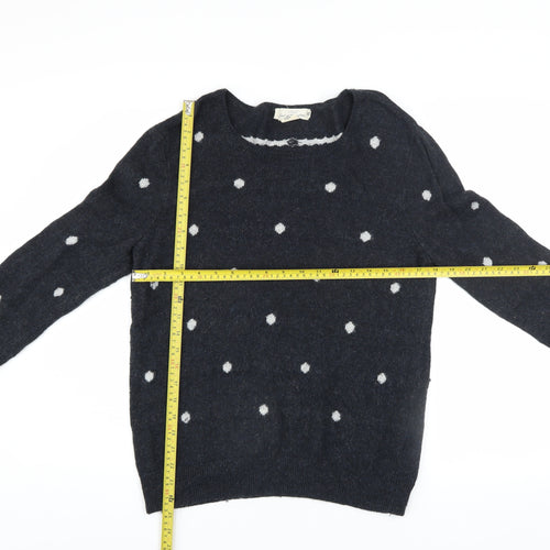 L.O.G.G. Womens Black Polka Dot Wool Blend Crew Neck Jumper Size M