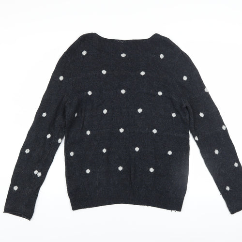 L.O.G.G. Womens Black Polka Dot Wool Blend Crew Neck Jumper Size M