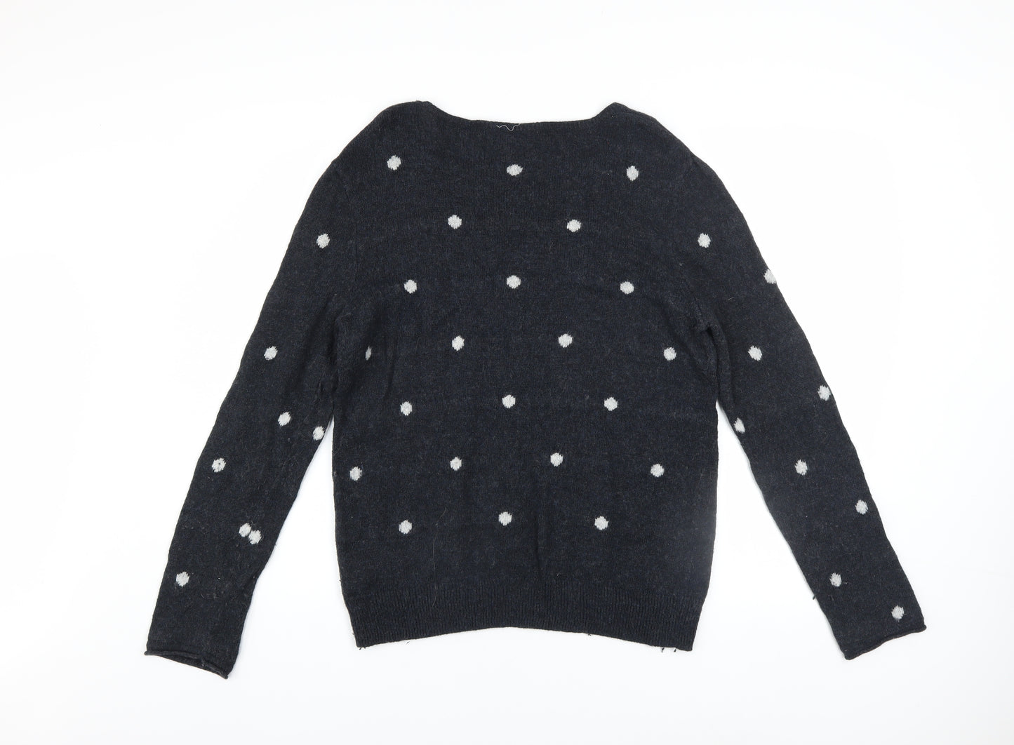 L.O.G.G. Womens Black Polka Dot Wool Blend Crew Neck Jumper Size M