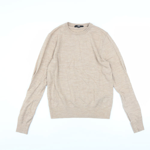 Uniqlo Women Beige 100% Wool Crew Neck Jumper XS