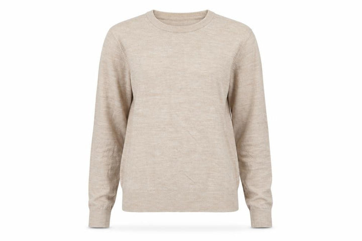 Uniqlo Women Beige 100% Wool Crew Neck Jumper XS