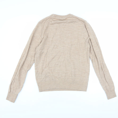 Uniqlo Women Beige 100% Wool Crew Neck Jumper XS
