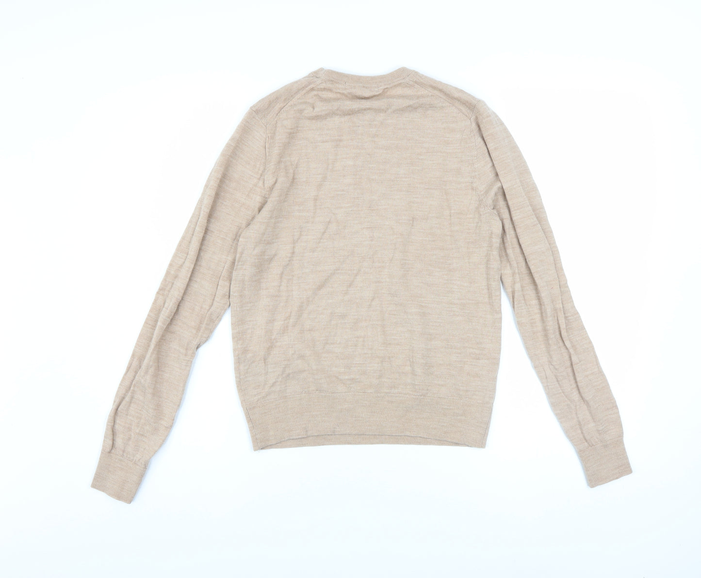 Uniqlo Women Beige 100% Wool Crew Neck Jumper XS