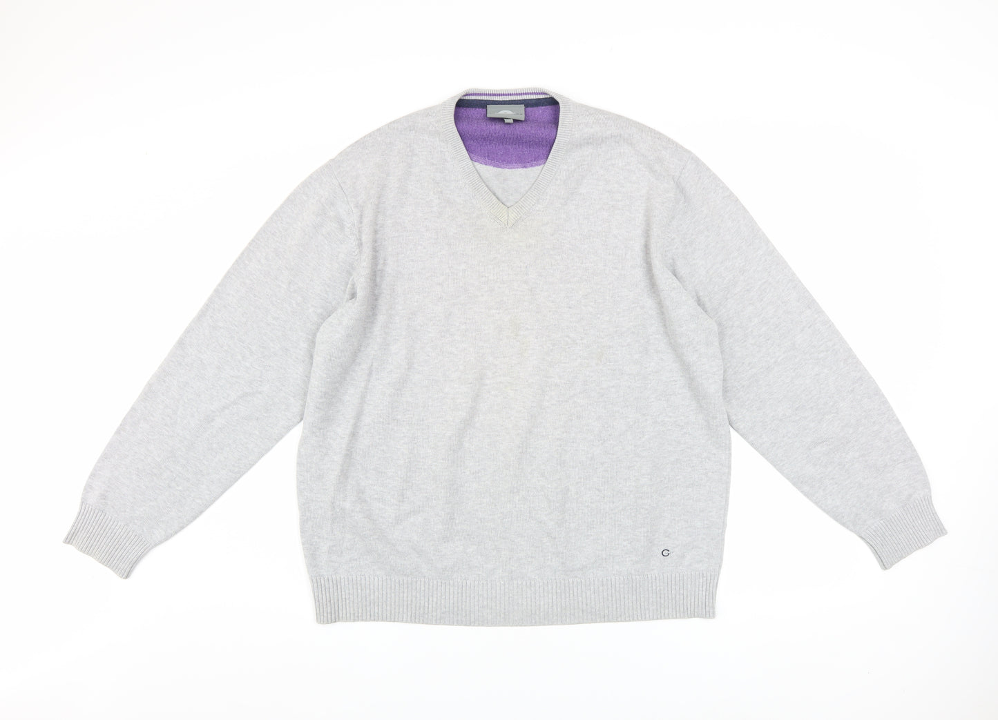 Peter Gribby Men's Grey 2XL V-Neck Cotton Jumper