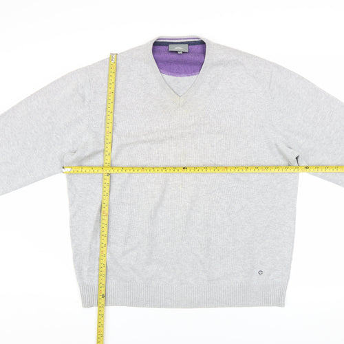 Peter Gribby Men's Grey 2XL V-Neck Cotton Jumper