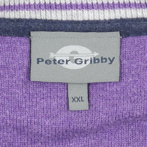 Peter Gribby Men's Grey 2XL V-Neck Cotton Jumper