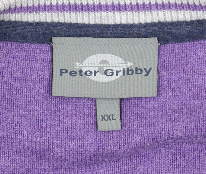 Peter Gribby Men's Grey 2XL V-Neck Cotton Jumper