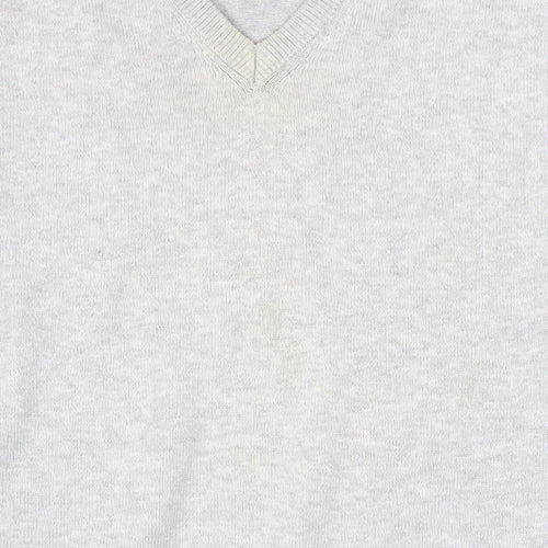 Peter Gribby Men's Grey 2XL V-Neck Cotton Jumper