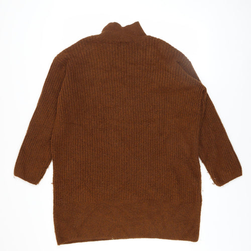 River Island Womens Brown Mock Neck Button Jumper XS