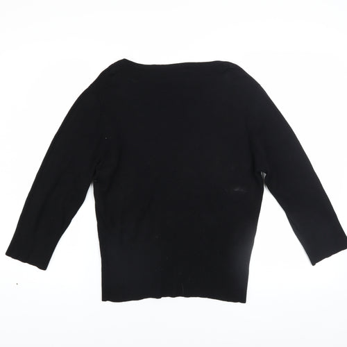 Bay Trading Womens Black V-Neck Knit Pullover Jumper Size 14