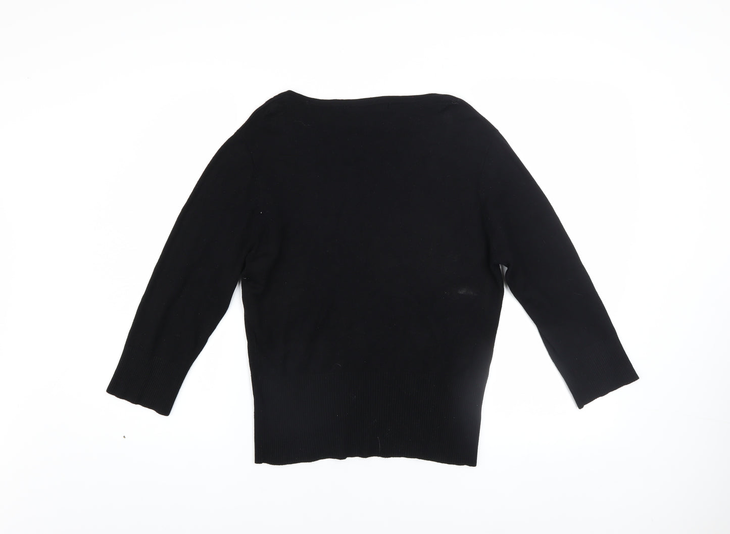 Bay Trading Womens Black V-Neck Knit Pullover Jumper Size 14