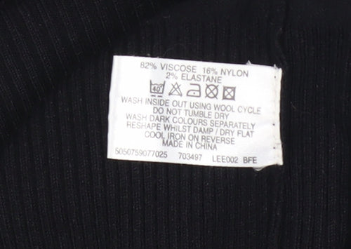 Bay Trading Womens Black V-Neck Knit Pullover Jumper Size 14