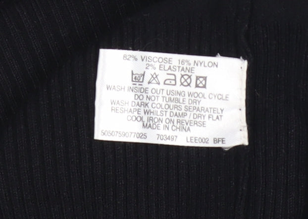 Bay Trading Womens Black V-Neck Knit Pullover Jumper Size 14