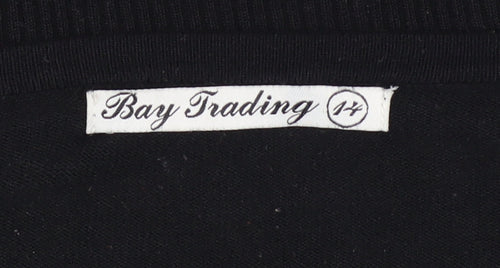 Bay Trading Womens Black V-Neck Knit Pullover Jumper Size 14