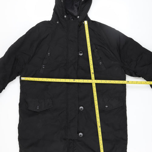 Boohoo Women's Black Long Hooded Puffer Jacket UK 12