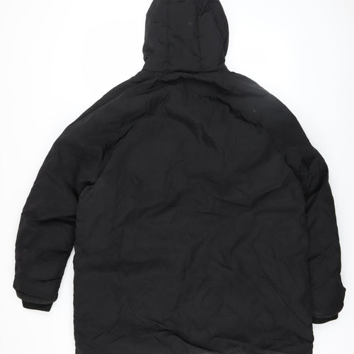 Boohoo Women's Black Long Hooded Puffer Jacket UK 12