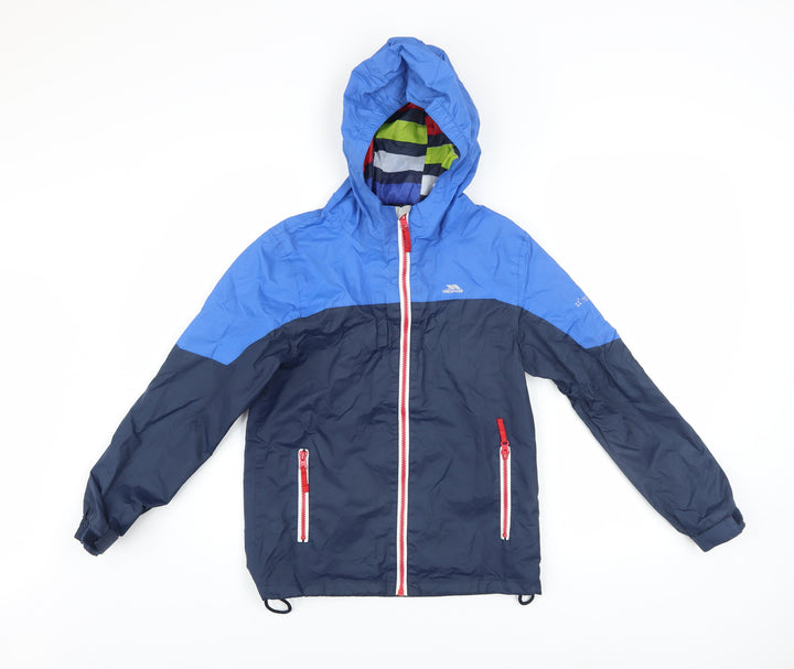 Trespass Boys Blue Waterproof Windbreaker Hooded Jacket 9-10 Years