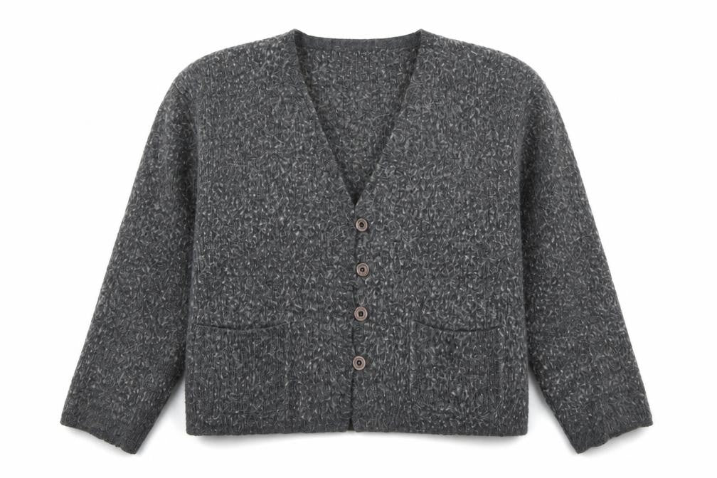 Front view of Part Two Women’s Grey Wool Blend Chunky Knit Cardigan, size S