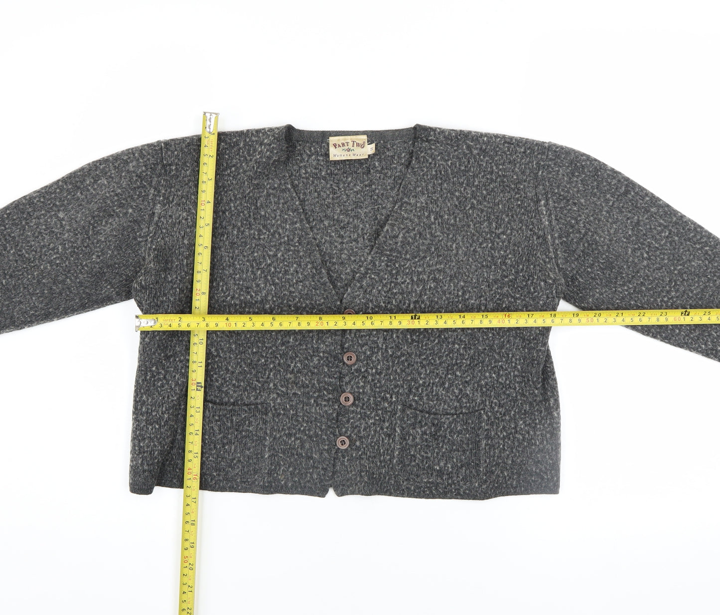 Part Two Women’s Grey Wool Blend Chunky Knit Cardigan Size S
