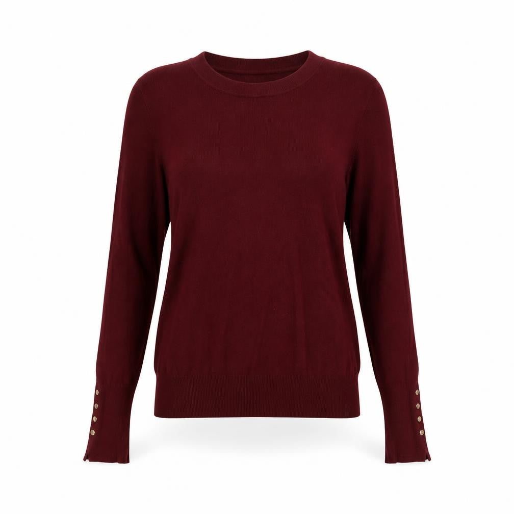 Front view of Zara Women Red Crew Neck Long Sleeve jumper, size S