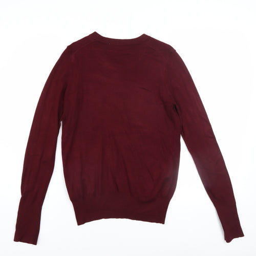 ZARA Women Red Crew Neck Long Sleeve Pullover Jumper Size S