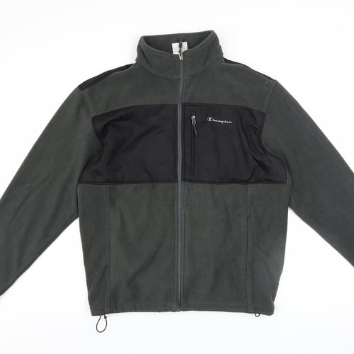 Champion Men's Grey Fleece Full Zip Jacket L Lightweight Wind Resistant