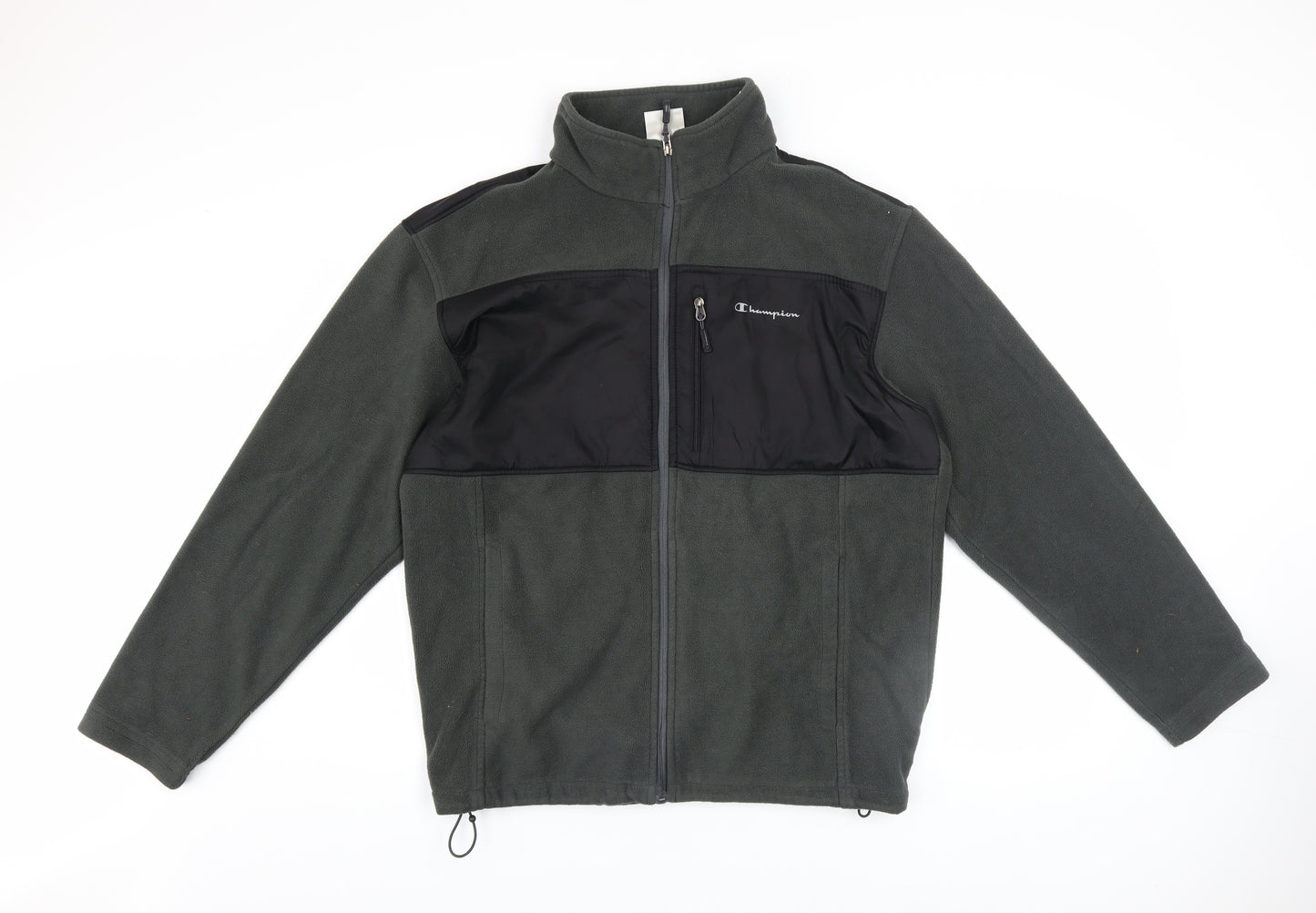 Champion Men's Grey Fleece Full Zip Jacket L Lightweight Wind Resistant