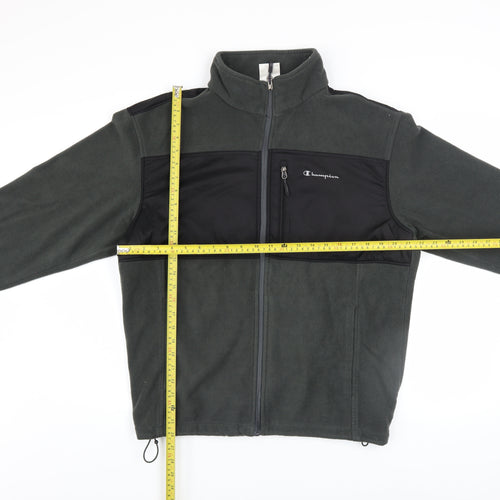 Champion Men's Grey Fleece Full Zip Jacket L Lightweight Wind Resistant