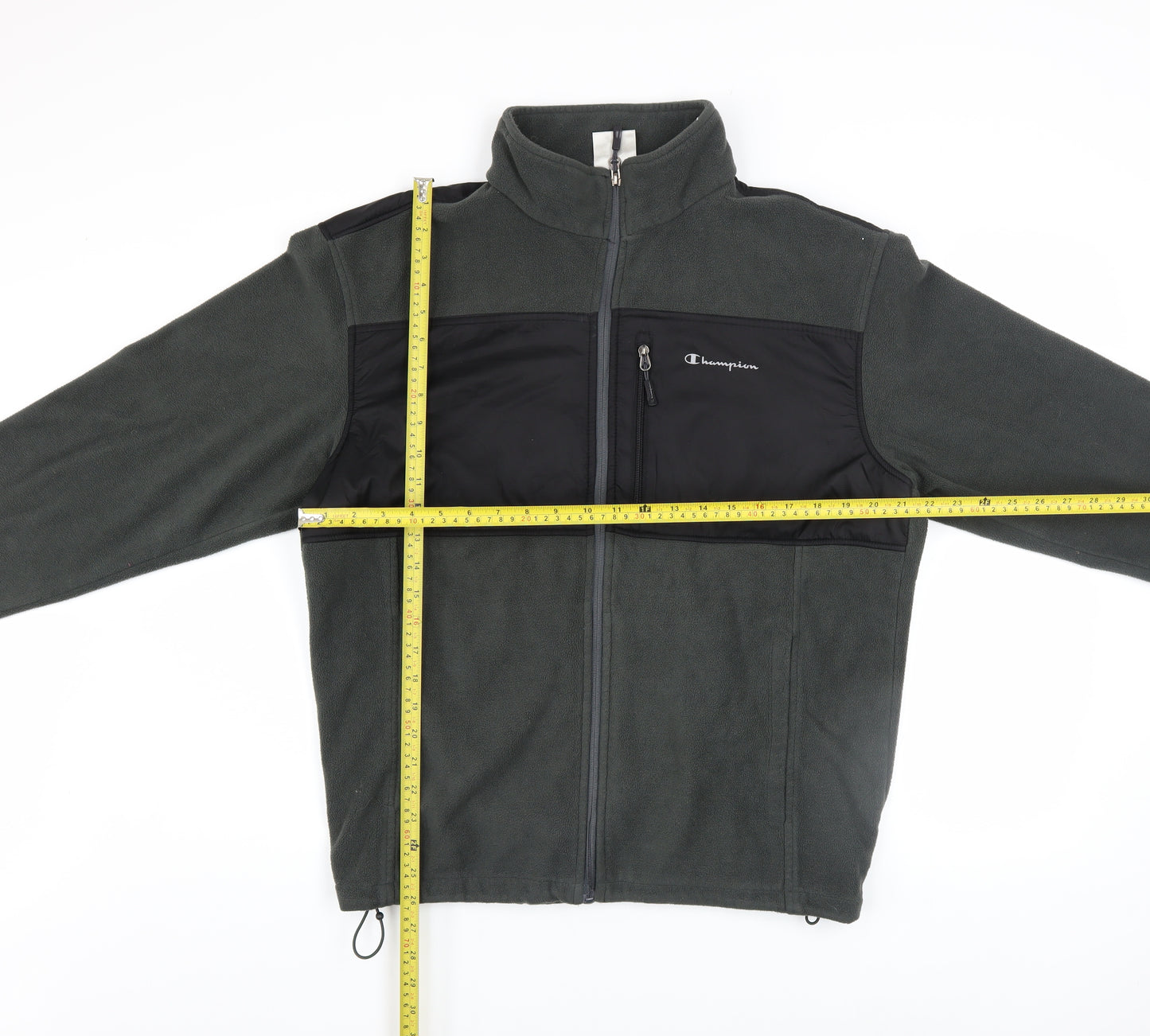 Champion Men's Grey Fleece Full Zip Jacket L Lightweight Wind Resistant