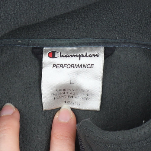 Champion Men's Grey Fleece Full Zip Jacket L Lightweight Wind Resistant