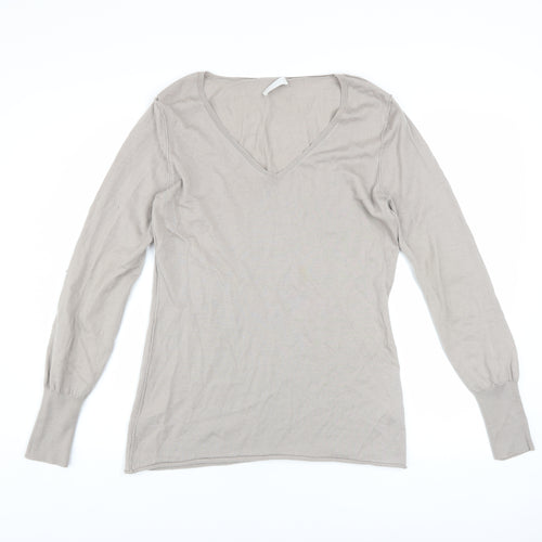 The White Company Women’s Beige Merino Wool V-Neck Jumper L