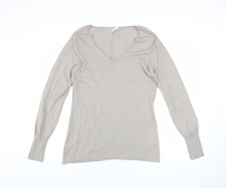 The White Company Women’s Beige Merino Wool V-Neck Jumper L