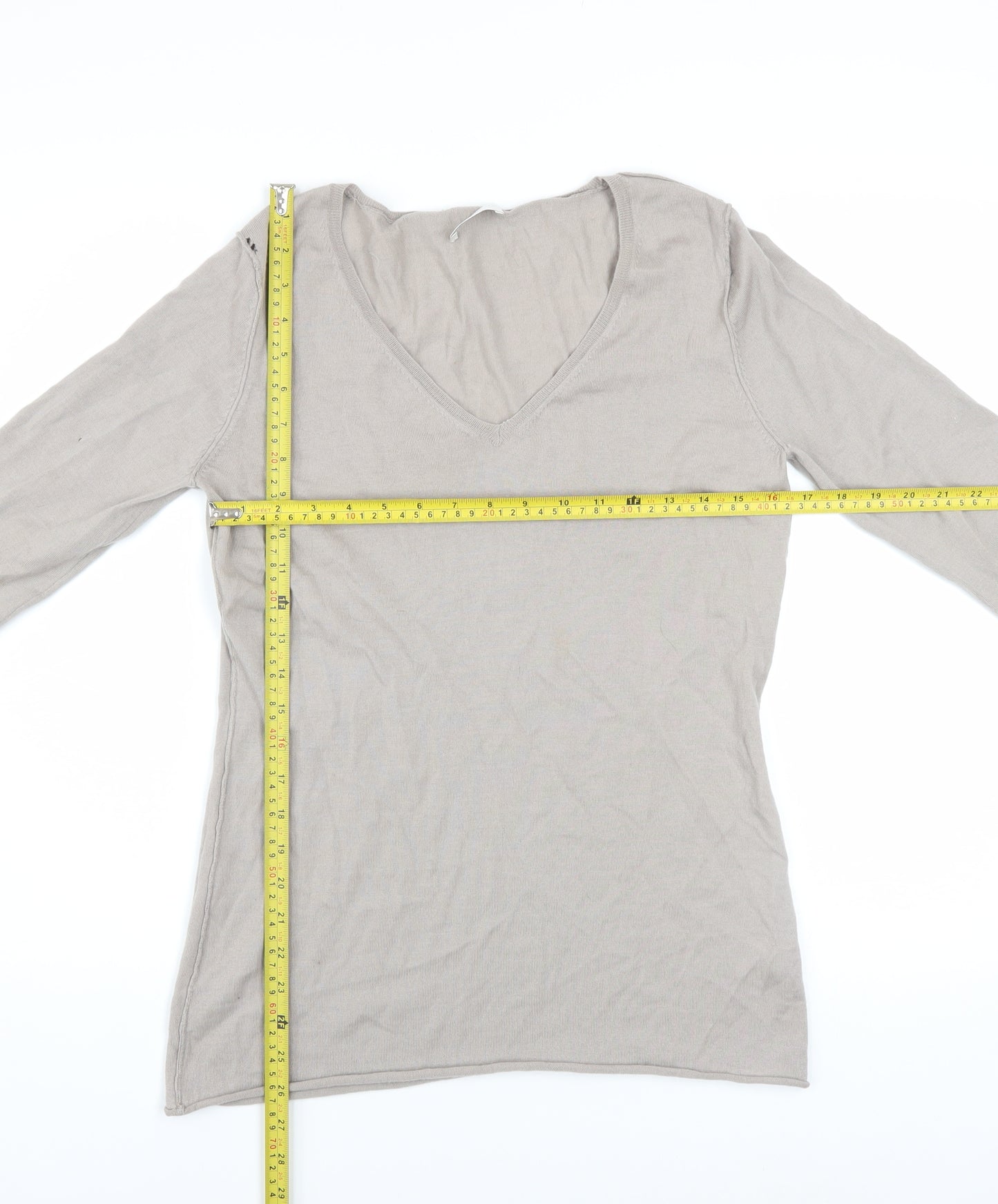 The White Company Women’s Beige Merino Wool V-Neck Jumper L