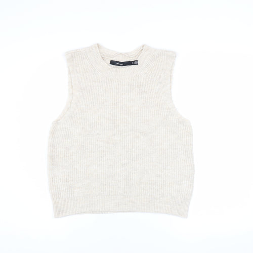 Vero Moda Women's Beige Knit Sleeveless Vest Medium