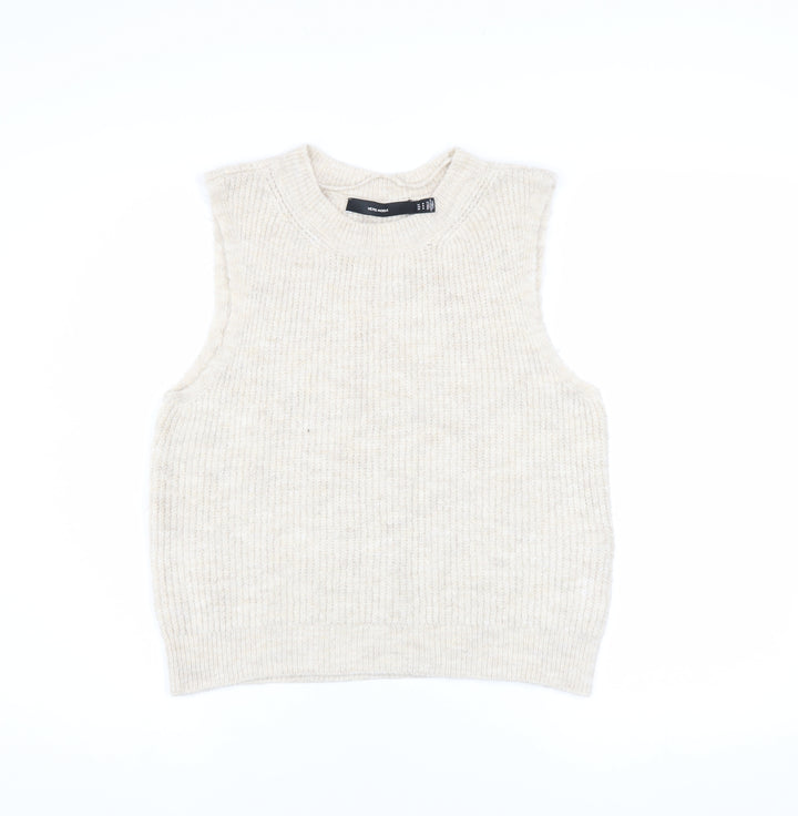 Vero Moda Women's Beige Knit Sleeveless Vest Medium