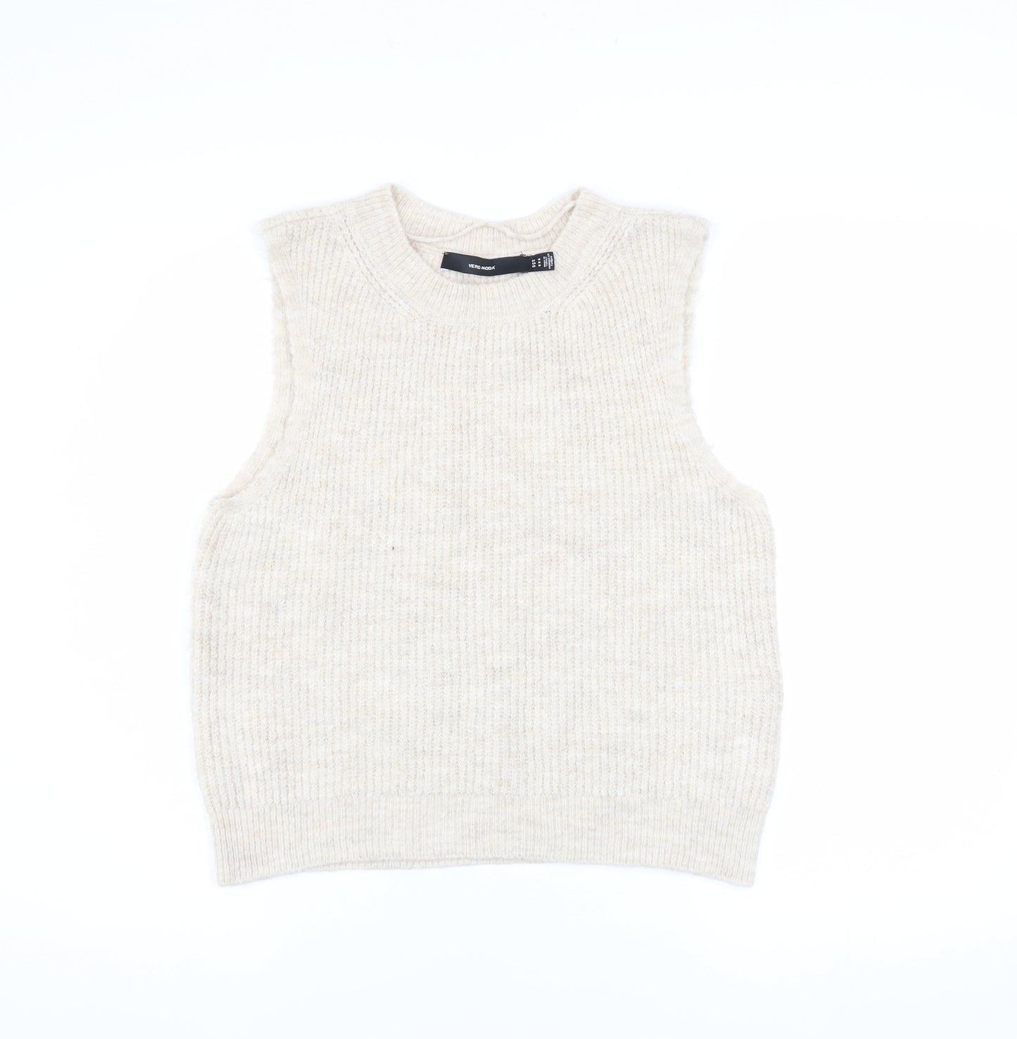 Vero Moda Women's Beige Knit Sleeveless Vest Medium