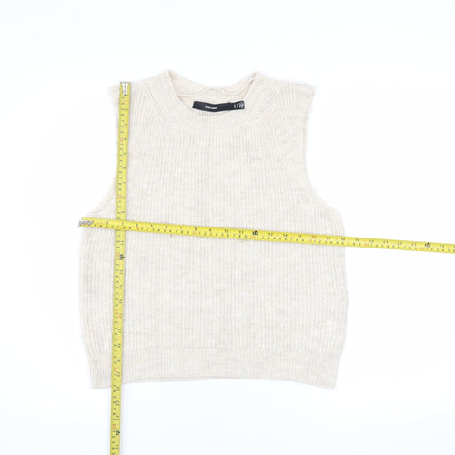 Vero Moda Women's Beige Knit Sleeveless Vest Medium
