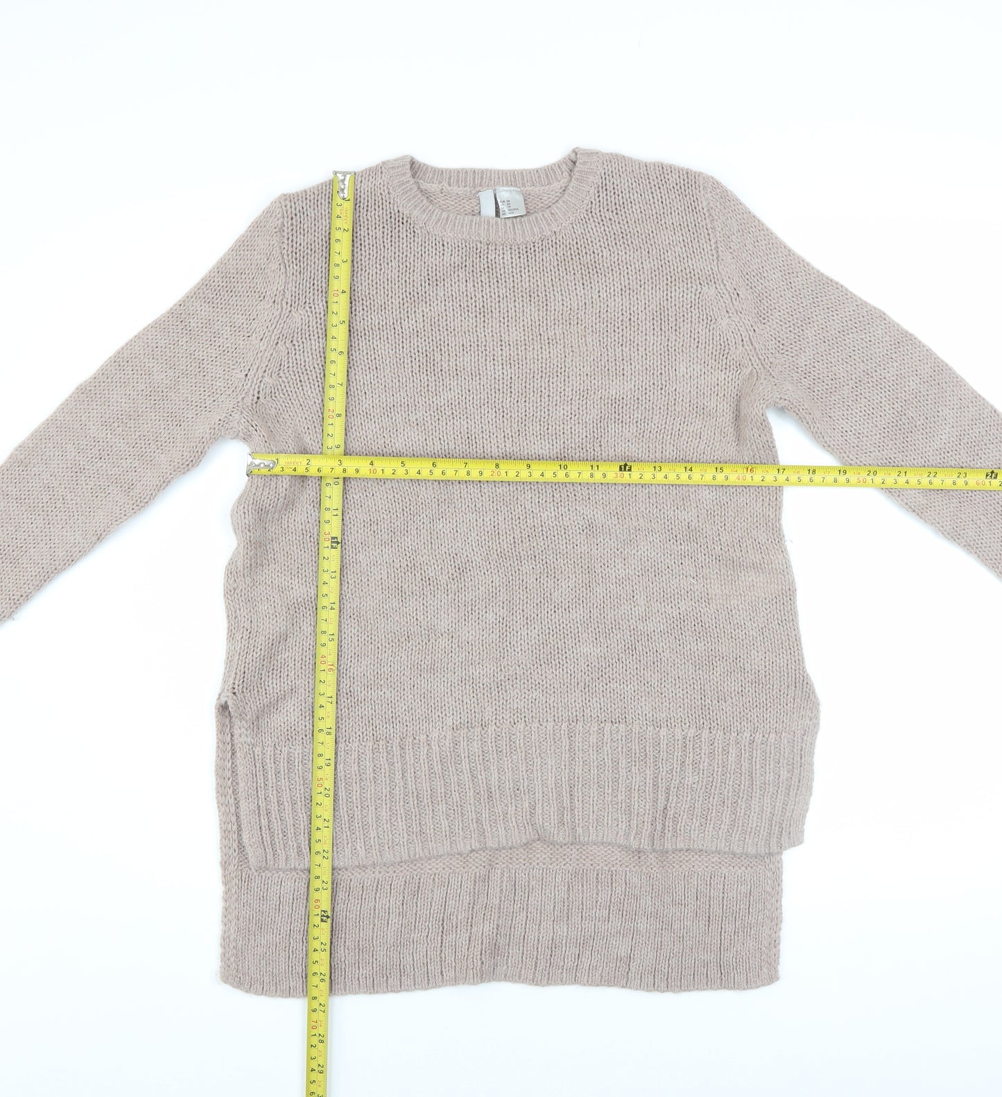 H&M Divided Womens Beige Chunky Knit Pullover Jumper XS