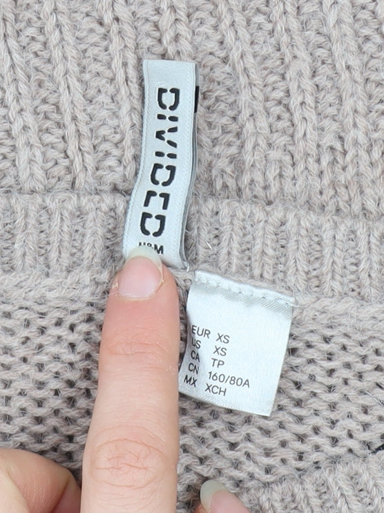 H&M Divided Womens Beige Chunky Knit Pullover Jumper XS