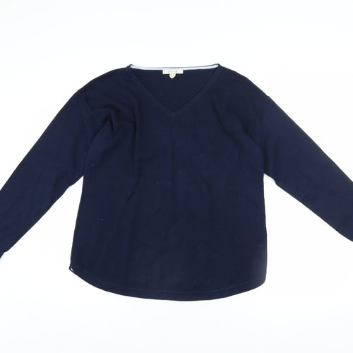 White Stuff Women's Blue V-Neck Cotton Jumper UK 12