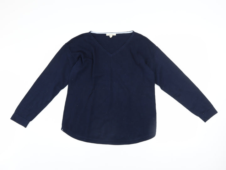White Stuff Women's Blue V-Neck Cotton Jumper UK 12