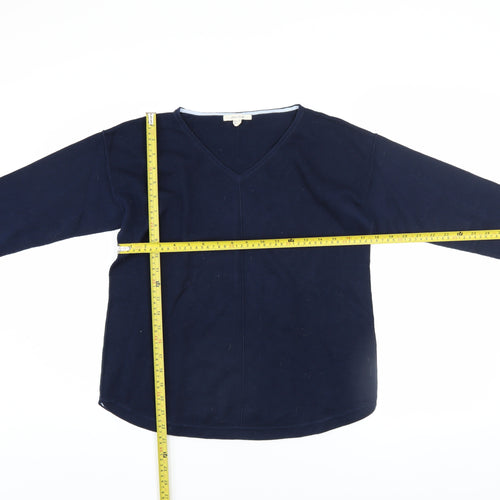 White Stuff Women's Blue V-Neck Cotton Jumper UK 12